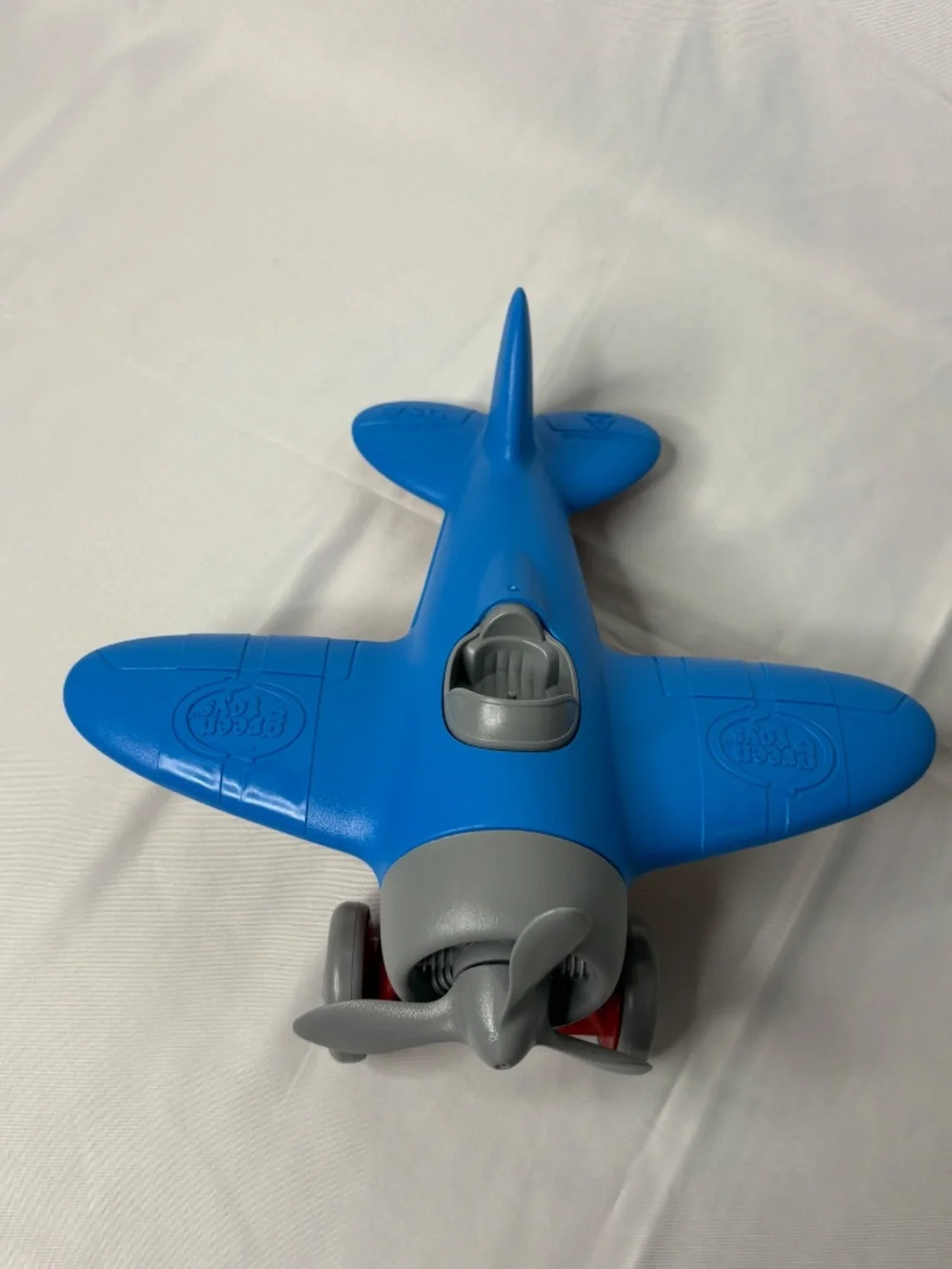 Green Toys 9” Blue Airplane with Propeller Wheels 100% Recycled Plastic Toy USA